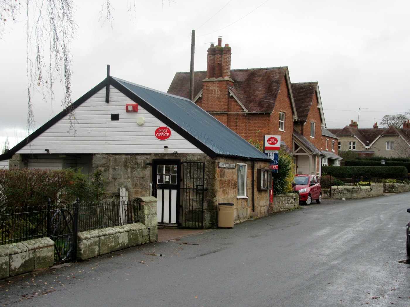 The Post Office and Village Stores in Clive, a brick building on the village street